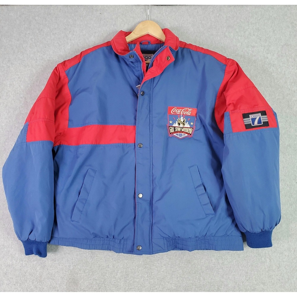 Vintage NHL All Star Weekend Jacket Mens Large Blue Hockey Coca Cola Logo 7 90s